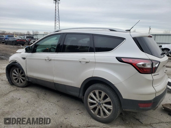 2017 Ford Escape Titanium with VIN 1FMCU0JD1HUE66040, listed as a Copart auction lot 43942665 with 55,484 mi miles and Salvage Title. Bid and sale history available at DreamBid. Image 2.