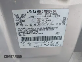 2006 Ford F-150 XLT with VIN 1FTPX14526FB20409, listed as a IAAI auction lot 42480639 with 226,927 mi miles and . Bid and sale history available at DreamBid. Image 9.