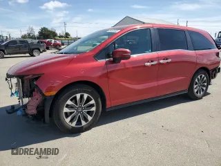 2022 Honda Odyssey EX-L z VIN 5FNRL6H76NB017297, wystawiony jako Copart lot #54061605 z przebiegiem 52 854 mil mil oraz Szkoda całkowita • Salvage title. Historia ofert i sprzedaży dostępna na DreamBid. Obrazek 1.
