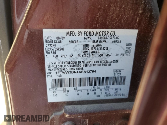 2010 Ford F-350 XL с VIN 1FTWW3BR4AEA13764, выставлен на аукционе Copart как лот 49889245 с пробегом 134 682 миль миль и Чистый • Clean title. История ставок и продаж доступна на DreamBid. Изображение 12.