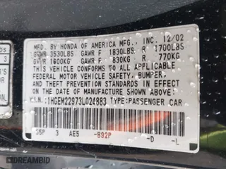 2003 Honda Civic EX with VIN 1HGEM22973L024883, listed as a IAAI auction lot 41536461 with 219,927 mi miles. Bid and sale history available at carsss.com. Image 9.