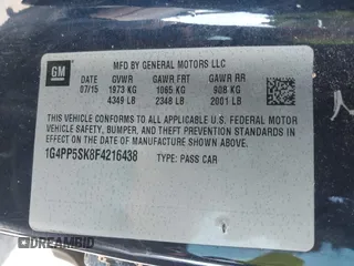 2015 Buick Verano with VIN 1G4PP5SK8F4216438, listed as a IAAI auction lot 41818939 with 157,233 mi miles and . Bid and sale history available at DreamBid. Image 9.