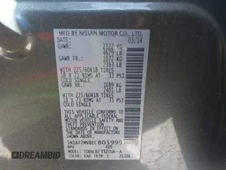 2014 Nissan Rogue SL with VIN 5N1AT2MV8EC805999, listed as a IAAI auction lot 41727953 with 187,623 mi miles. Bid and sale history available at carsss.com. Image 9.