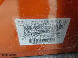 2023 Nissan Kicks SR with VIN 3N1CP5DV4PL541063, listed as a IAAI auction lot 41712600 with 31,237 mi miles. Bid and sale history available at carsss.com. Image 9.