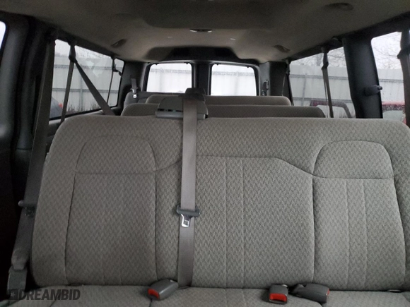 2009 Chevrolet Express Passenger with VIN 1GAHG39K091161470, listed as a Copart auction lot 43410435 with 59,850 mi miles and Salvage Title. Bid and sale history available at carsss.com. Image 10.