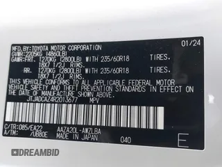 2024 Lexus NX 250 with VIN JTJADCAZ4R2013677, listed as a IAAI auction lot 41548654 with 24,564 mi miles and . Bid and sale history available at DreamBid. Image 9.