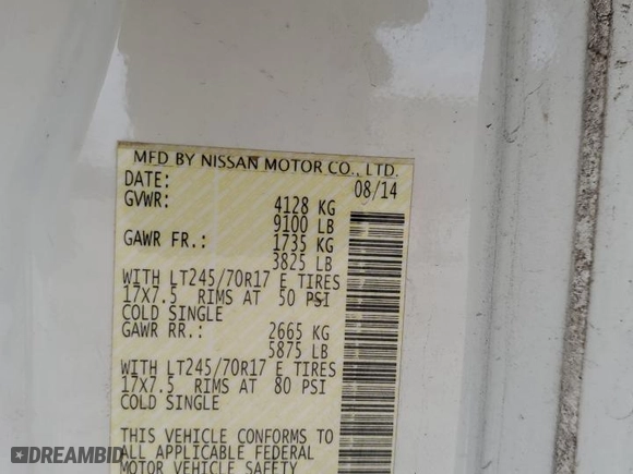 2014 Nissan NV SV with VIN 1N6BF0KY7EN106463, listed as a Copart auction lot 50240445 with 148,395 mi miles and Salvage Title. Bid and sale history available at carsss.com. Image 12.