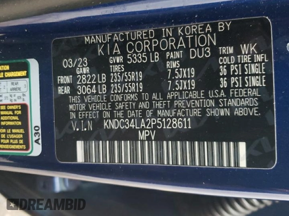 2023 Kia EV6 Wind with VIN KNDC34LA2P5128611, listed as a Copart auction lot 73952204 with 24,984 mi miles and Non Repairable. Bid and sale history available at carsss.com. Image 14.