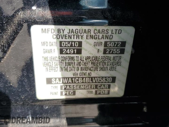 2011 Jaguar XJ with VIN SAJWA1CB4BLV05830, listed as a Copart auction lot 43007345 with 72,933 mi miles and Salvage title. Bid and sale history available at DreamBid. Image 12.