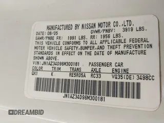 2006 Nissan 350Z Touring z VIN JN1AZ34D96M300181, wystawiony jako IAAI lot #41278695 z przebiegiem 105 033 mil mil oraz . Historia ofert i sprzedaży dostępna na DreamBid. Obrazek 9.