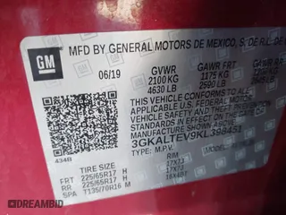 2019 GMC Terrain SLE with VIN 3GKALTEV9KL398451, listed as a IAAI auction lot 40801526 with 151,183 mi miles. Bid and sale history available at carsss.com. Image 9.
