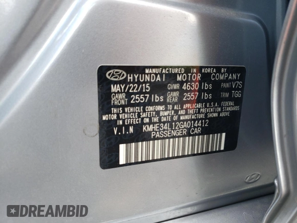 2016 Hyundai Sonata Hybrid Limited with VIN KMHE34L12GA014412, listed as a Copart auction lot 55844013 with 30,157 mi miles. Bid and sale history available at carsss.com. Image 12.