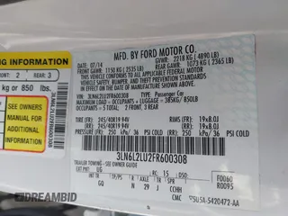 2015 Lincoln MKZ Hybrid with VIN 3LN6L2LU2FR600308, listed as a IAAI auction lot 42416417 with 120,670 mi miles and . Bid and sale history available at DreamBid. Image 9.