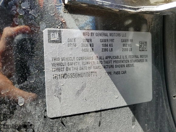 2017 Chevrolet Volt Premier with VIN 1G1RD6S56HU100771, listed as a Copart auction lot 50017885 with 128,076 mi miles and Salvage Title. Bid and sale history available at carsss.com. Image 13.