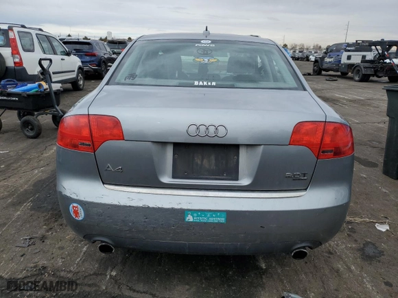 2007 Audi A4 2.0T with VIN WAUDF78EX7A097525, listed as a Copart auction lot 45595695 with 205,106 mi miles and Non Repairable. Bid and sale history available at carsss.com. Image 6.