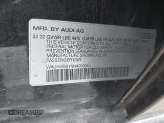 2022 Audi A3 Premium Plus with VIN WAUHUDGYXNA059940, listed as a IAAI auction lot 41553314 with 49,617 mi miles. Bid and sale history available at carsss.com. Image 9.