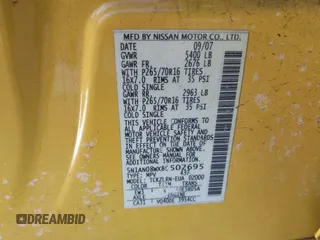 2008 Nissan Xterra X z VIN 5N1AN08WX8C502695, wystawiony jako IAAI lot #41535511 z przebiegiem 168 844 mil mil oraz . Historia ofert i sprzedaży dostępna na DreamBid. Obrazek 9.