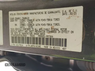 2021 Toyota Tacoma SR with VIN 3TYAX5GN3MT015565, listed as a IAAI auction lot 42241436 with 46,921 mi miles and . Bid and sale history available at DreamBid. Image 9.