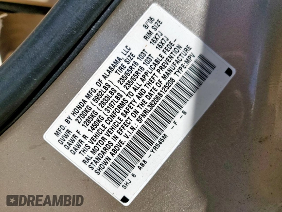 2006 Honda Odyssey LX with VIN 5FNRL38206B125208, listed as a Copart auction lot 49912615 with 174,599 mi miles and Salvage Title. Bid and sale history available at carsss.com. Image 13.