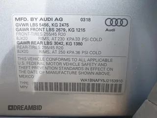 2018 Audi Q5 Premium Plus z VIN WA1BNAFY5J2153910, wystawiony jako IAAI lot #41790666 z przebiegiem 87 376 mil mil oraz . Historia ofert i sprzedaży dostępna na DreamBid. Obrazek 9.