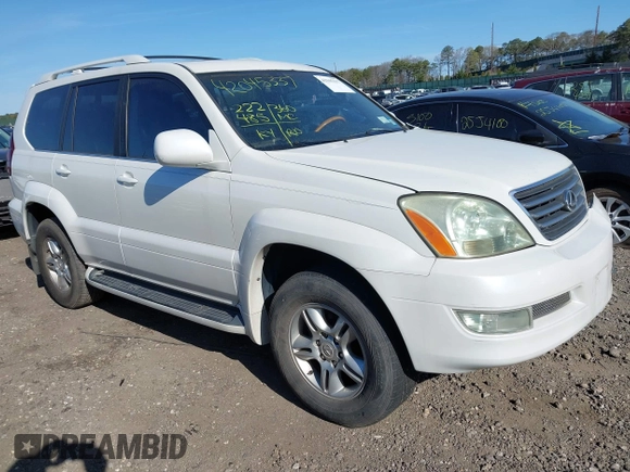 2003 Lexus GX 470 with VIN JTJBT20X130019750, listed as a IAAI auction lot 42045337 with 222,485 mi miles. Bid and sale history available at carsss.com. Image 1.