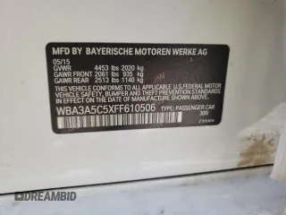 2015 BMW 3 Series 328i with VIN WBA3A5C5XFF610506, listed as a Copart auction lot 48515385 with 121,554 mi miles and Salvage Title. Bid and sale history available at carsss.com. Image 12.