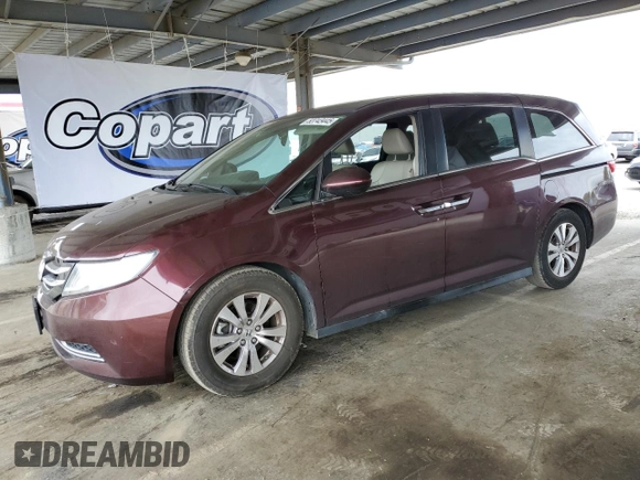 2014 Honda Odyssey EX-L with VIN 5FNRL5H66EB062435, listed as a Copart auction lot 53743445 with 103,849 mi miles and Salvage Title. Bid and sale history available at DreamBid. Image 1.