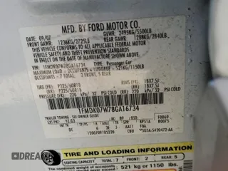2008 Ford Taurus X Eddie Bauer with VIN 1FMDK07W78GA16734, listed as a Copart auction lot 86011354 with 214,429 mi miles and Salvage title. Bid and sale history available at DreamBid. Image 14.