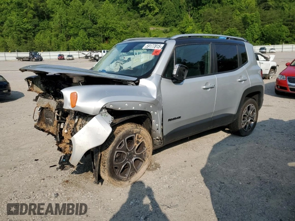 2017 Jeep Renegade Limited z VIN ZACCJBDB5HPE47740, wystawiony jako Copart lot #59177815 z przebiegiem Nie podano mil oraz Szkoda całkowita • Salvage title. Historia ofert i sprzedaży dostępna na DreamBid. Obrazek 1.