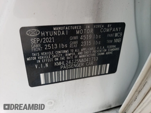 2022 Hyundai Sonata Hybrid Blue with VIN KMHL24JJ5NA041713, listed as a Copart auction lot 78544704 with 74,849 mi miles and Salvage Title. Bid and sale history available at carsss.com. Image 12.