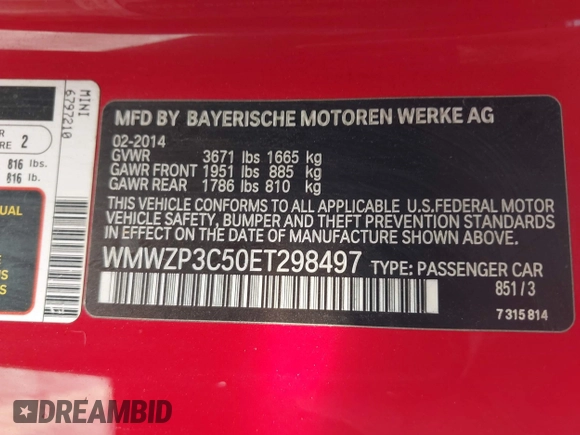 2014 MINI Convertible S с VIN WMWZP3C50ET298497, выставлен на аукционе IAAI как лот 42345812 с пробегом 119 921 миль миль и . История ставок и продаж доступна на DreamBid. Изображение 9.