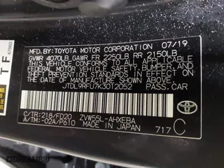 2019 Toyota Prius LE with VIN JTDL9RFU7K3012052, listed as a IAAI auction lot 41605304 with 53,860 mi miles. Bid and sale history available at carsss.com. Image 9.