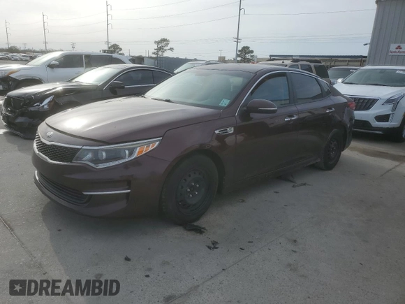 2016 Kia Optima LX Turbo with VIN 5XXGT4L13GG010757, listed as a Copart auction lot 45163025 with 104,795 mi miles and Salvage Title. Bid and sale history available at carsss.com. Image 1.