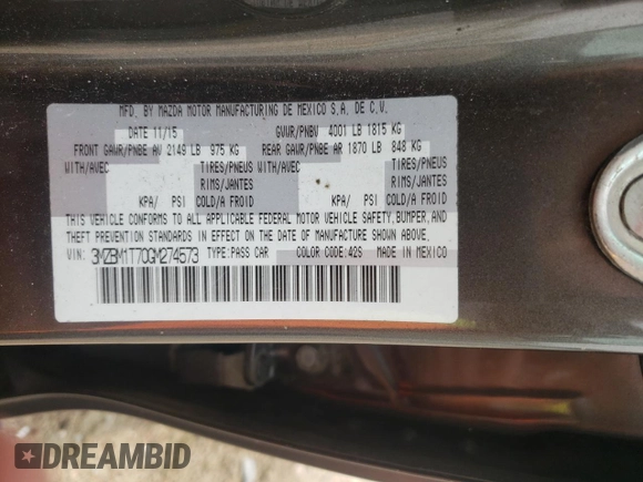 2016 Mazda 3 i Sport with VIN 3MZBM1T70GM274573, listed as a Copart auction lot 51748125 with 146,936 mi miles and Clean Title. Bid and sale history available at carsss.com. Image 12.
