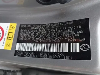 2016 Lexus ES 350 with VIN 58ABK1GGXGU021778, listed as a IAAI auction lot 41889191 with 72,033 mi miles. Bid and sale history available at carsss.com. Image 9.