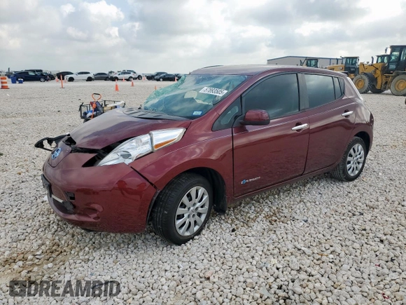 2016 Nissan LEAF S z VIN 1N4BZ0CP7GC312886, wystawiony jako Copart lot #57893505 z przebiegiem Nie podano mil oraz Szkoda całkowita • Salvage title. Historia ofert i sprzedaży dostępna na DreamBid. Obrazek 1.