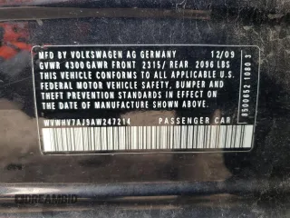 2010 Volkswagen GTI z VIN WVWHV7AJ9AW247214, wystawiony jako Copart lot #60152914 z przebiegiem 177 668 mil mil oraz Szkoda całkowita • Salvage title. Historia ofert i sprzedaży dostępna na DreamBid. Obrazek 13.