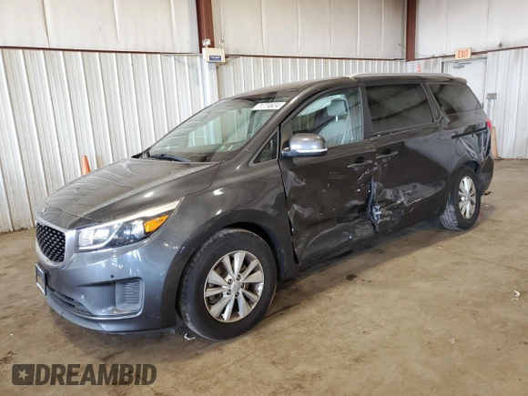 2016 Kia Sedona LX with VIN KNDMB5C17G6215489, listed as a Copart auction lot 71774924 with 86,472 mi miles and Salvage Title. Bid and sale history available at carsss.com. Image 1.