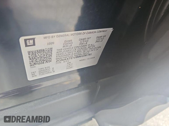 2021 Chevrolet Equinox LT z VIN 2GNAXTEV9M6106781, wystawiony jako IAAI lot #42853122 z przebiegiem 31 610 mil mil oraz . Historia ofert i sprzedaży dostępna na DreamBid. Obrazek 22.