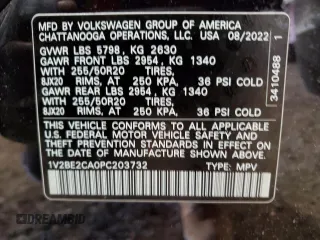 2023 Volkswagen Atlas SEL with VIN 1V2BE2CA0PC203732, listed as a Copart auction lot 67001574 with 30,018 mi miles and Salvage title. Bid and sale history available at DreamBid. Image 12.
