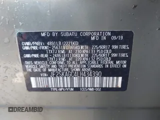 2020 Subaru Forester Premium with VIN JF2SKAGC4LH434390, listed as a IAAI auction lot 41672727 with 49,693 mi miles. Bid and sale history available at carsss.com. Image 9.