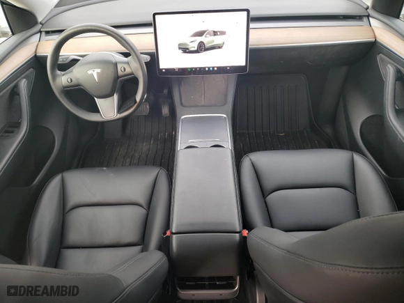 2022 Tesla Model Y Long Range with VIN 7SAYGDEE9NA018421, listed as a Copart auction lot 46869185 with 34,632 mi miles and Salvage Title. Bid and sale history available at carsss.com. Image 8.
