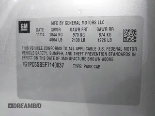 2015 Chevrolet Cruze LT z VIN 1G1PC5SB5F7140037, wystawiony jako IAAI lot #42234623 z przebiegiem 109 718 mil mil oraz . Historia ofert i sprzedaży dostępna na DreamBid. Obrazek 9.