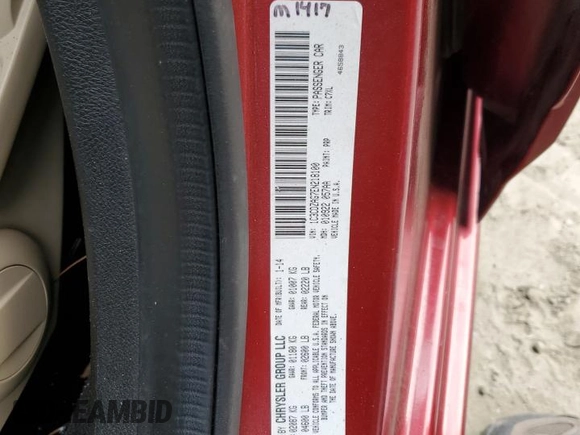 2014 Dodge Avenger SE with VIN 1C3CDZAG7EN218100, listed as a Copart auction lot 48222645 with 109,444 mi miles and Salvage Title. Bid and sale history available at carsss.com. Image 13.