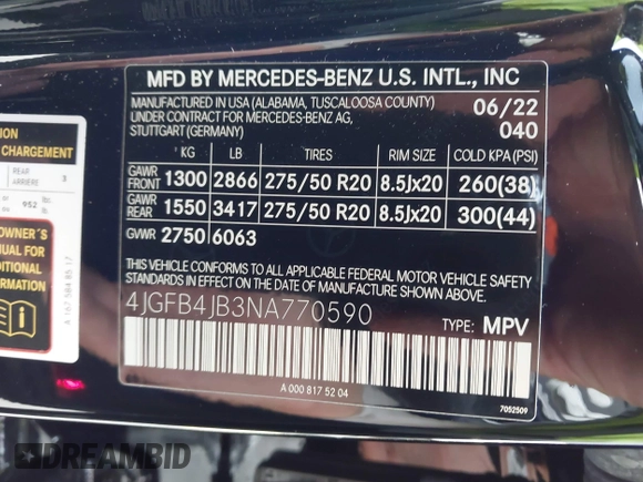 2022 Mercedes-Benz GLE 350 z VIN 4JGFB4JB3NA770590, wystawiony jako IAAI lot #42264537 z przebiegiem 18 351 mil mil oraz . Historia ofert i sprzedaży dostępna na DreamBid. Obrazek 9.