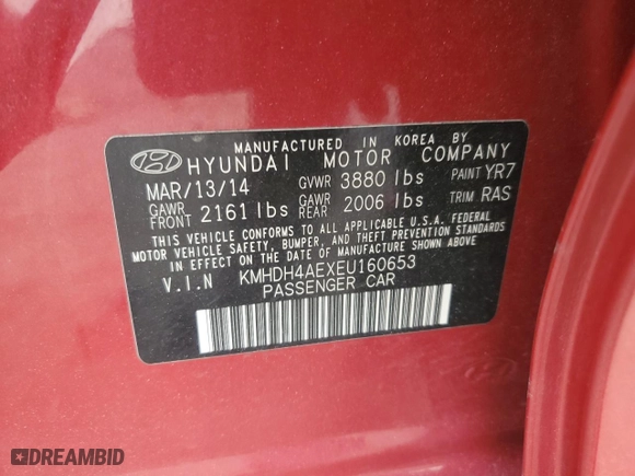 2014 Hyundai Elantra SE with VIN KMHDH4AEXEU160653, listed as a Copart auction lot 49967825 with 152,585 mi miles and Salvage Title. Bid and sale history available at carsss.com. Image 14.