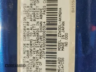 2003 Toyota MR2 z VIN JTDFR320330065914, wystawiony jako Copart lot #88791655 z przebiegiem 125 564 mil mil oraz Szkoda całkowita • Salvage title. Historia ofert i sprzedaży dostępna na DreamBid. Obrazek 12.