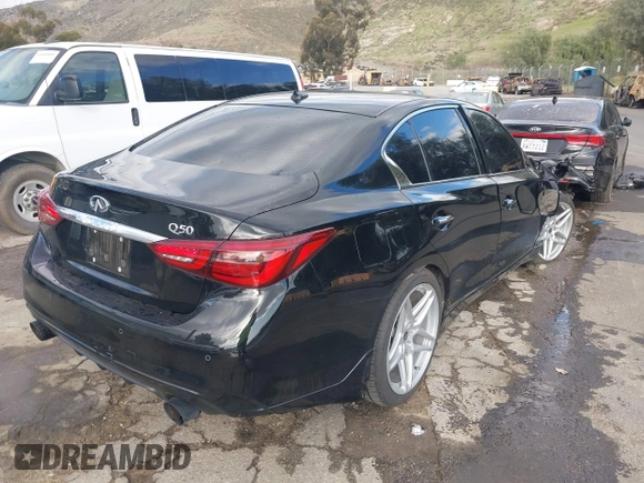 2023 Infiniti Q50 Luxe with VIN JN1EV7BP7PM511298, listed as a IAAI auction lot 41702893 with 29,908 mi miles and . Bid and sale history available at DreamBid. Image 4.