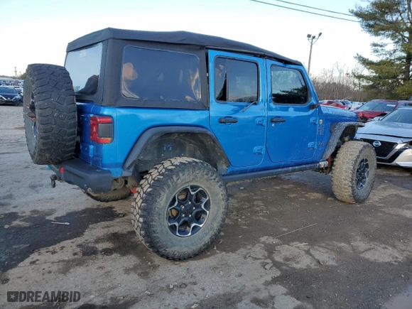 2022 Jeep Wrangler 4xe Unlimited Rubicon with VIN 1C4JJXR68NW190233, listed as a Copart auction lot 43017565 with 58,032 mi miles and Salvage Title. Bid and sale history available at carsss.com. Image 3.