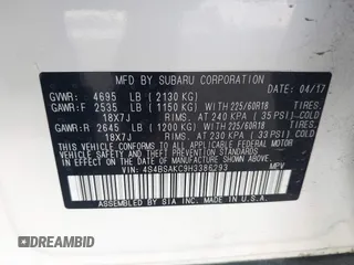 2017 Subaru Outback Limited с VIN 4S4BSAKC9H3386293, выставлен на аукционе IAAI как лот 42239743 с пробегом 107 315 миль миль и . История ставок и продаж доступна на DreamBid. Изображение 9.
